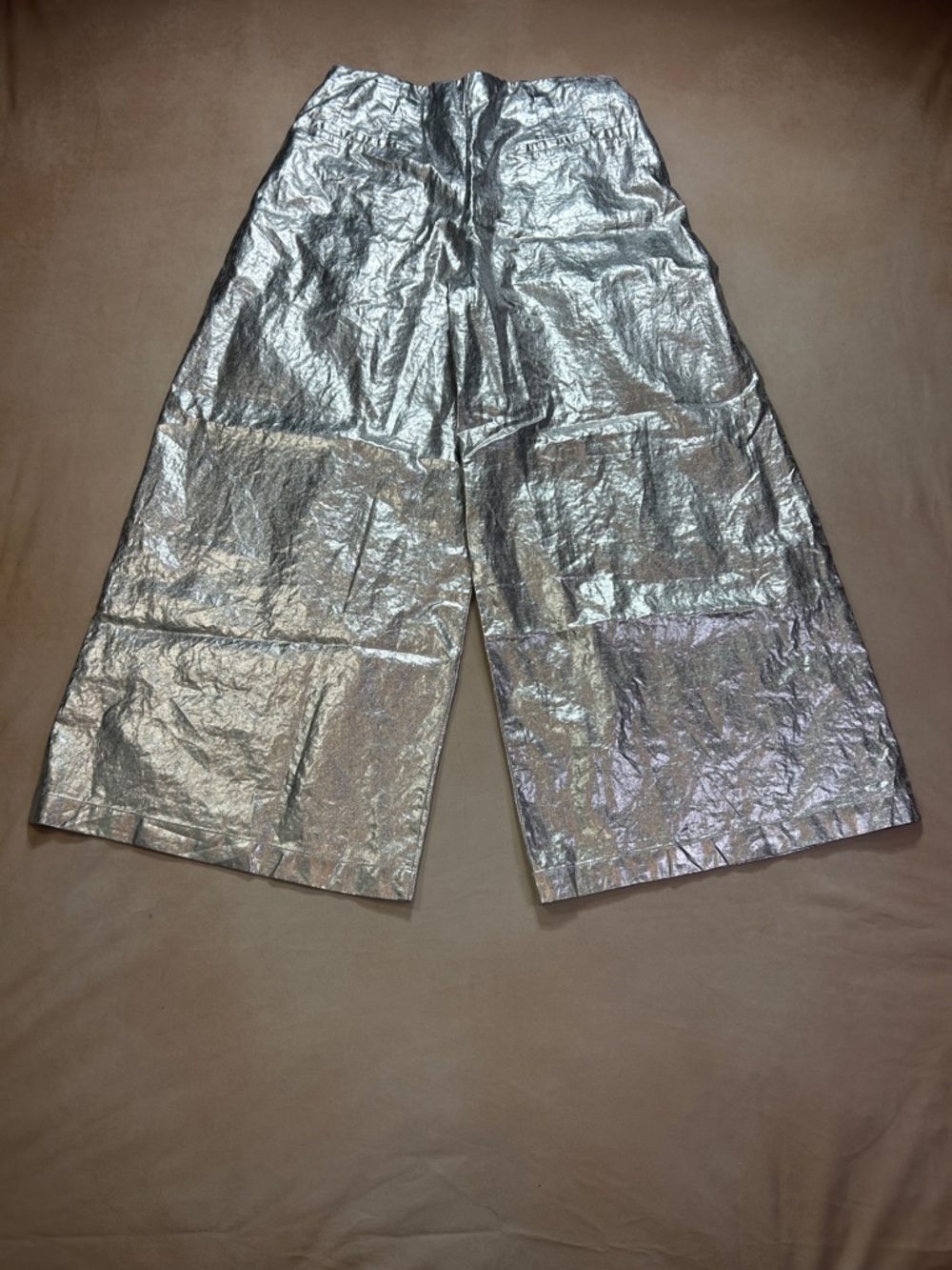 LANHTROPY CULOTTE METALLIC LINEN PANTS SILVER - Picture 3 of 11